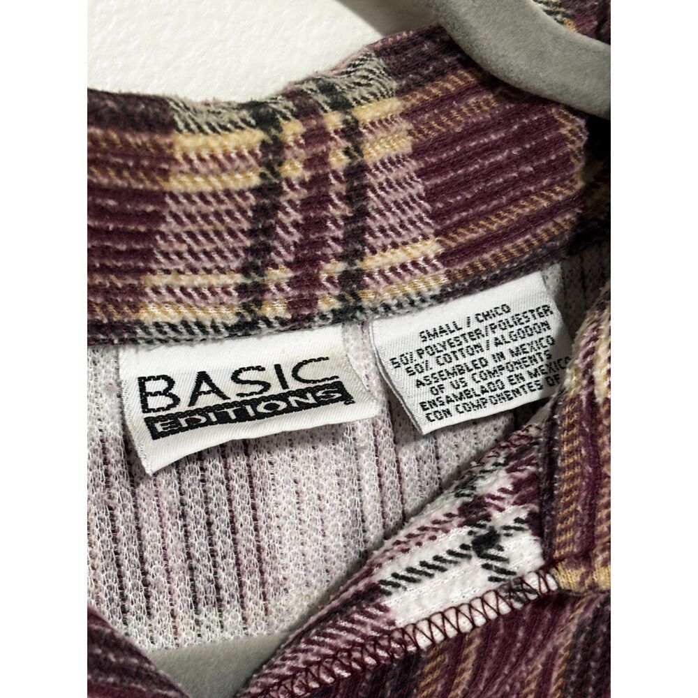 Basic Editions Plaid Knit Soft Button Down Flanne… - image 2